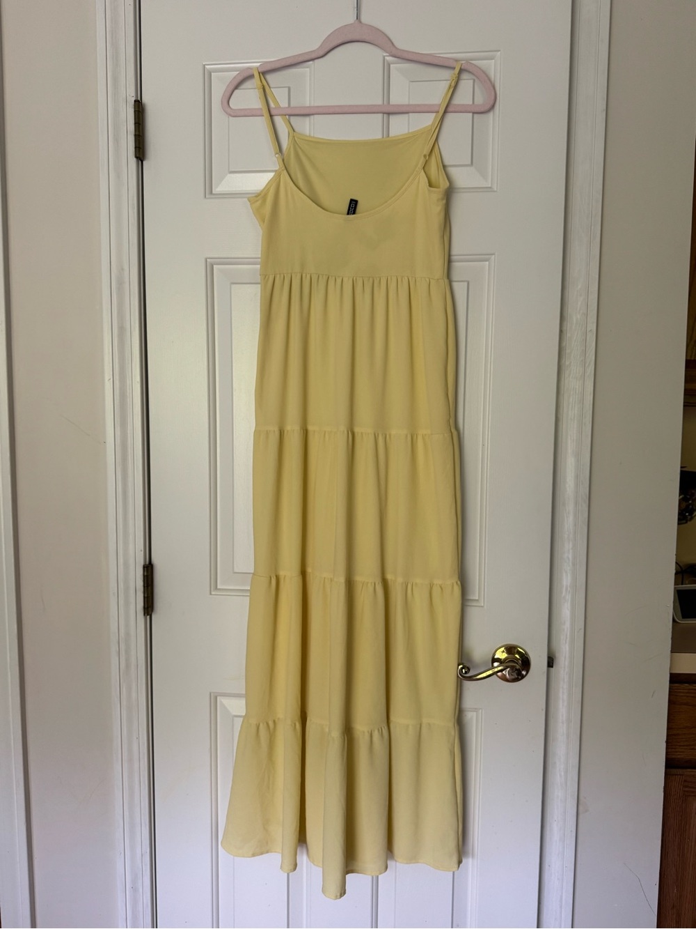 H&M Pale Yellow Tiered Maxi Dress with Spaghetti Straps - Picture 4 of 5